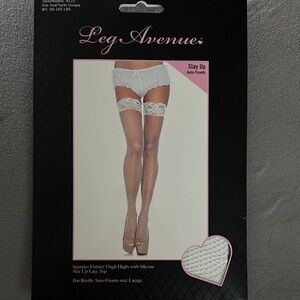 Leg Avenue White Lace Stay-Up Thigh Highs